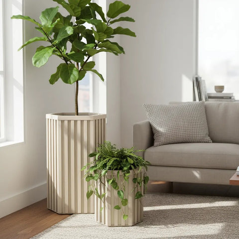 Hexagon Grove Column Planters - Large
