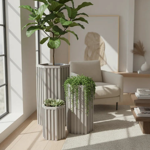 Hexagon Grove Column Planters - Large