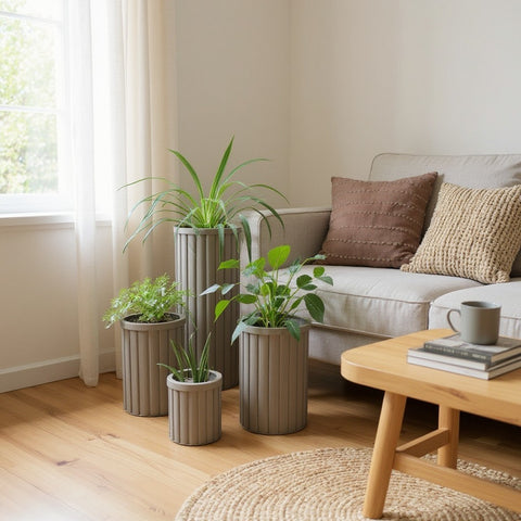 Round Strata Column Planters - Medium